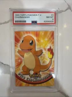 1999 TOPPS POKEMON TV #4 CHARMANDER PSA 8 - Image 1