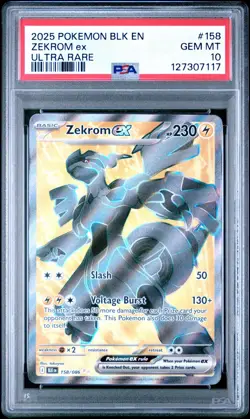 2025 Pokemon Zekrom ex 158/086 Black Bolt Ultra Rare PSA 10 Gem Mint - Image 1