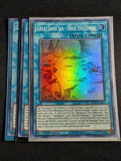 Yugioh - 3x Great Sand Sea - Gold Golgonda BLVO-EN055 1st Super Rare NM - Image 1