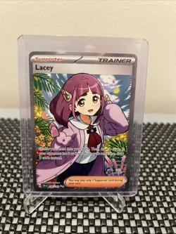 Pokemon TCG Stellar Crown Lacey Full Art Ultra Rare Holo Trainer Card 166/142 NM - Image 1