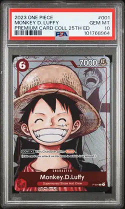 2023 ONE PIECE PREMIUM CARD COLLECTION 25TH EDITION #001 MONKEY D. LUFFY PSA 10 - Image 1