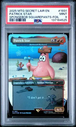 2025 Patrick Star MTG SpongeBob Secret Lair Foil Borderless Card PSA 9 Mint - Image 2