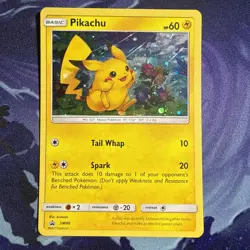 Pokemon Card Pikachu SM86 Cosmo Holo Black Star Promo LP SWIRL - Image 1