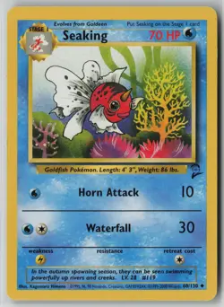 Seaking 60/130 Pokemon Base Set 2 Uncommon Moderately Played Card (MP) - Image 1