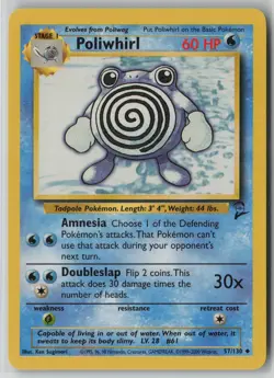 Poliwhirl 57/130 Pokemon Base Set 2 Uncommon Moderately Played Card (MP) - Image 1