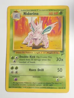 NIDORINO - Base Set 2- 54/130 - Pokemon Card - 1999 - WOTC - Uncommon - Image 1