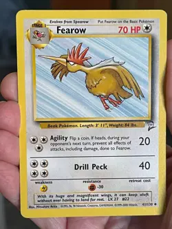 POKEMON FEAROW 41/130 UNCOMMON BASE SET 2 HP CARD - Image 1