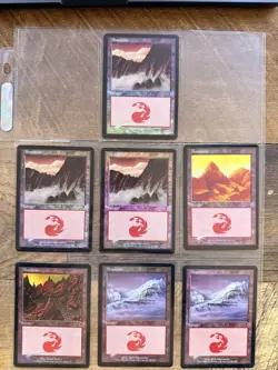7th Edition MTG Mountain Mana Land FOIL - LOT of 7 #338 #339 #346 #345 - Image 1