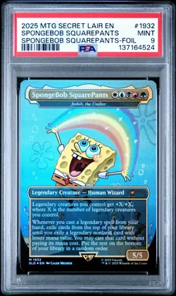 2025 MTG SECRET LAIR DROP #1932 SPONGEBOB SQUAREPANTS FOIL PSA 9 MINT - Image 2