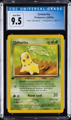 2000 POKEMON NEO GENESIS - 1ST ED #54/111 CHIKORITA CGC 9.5 - Image 1