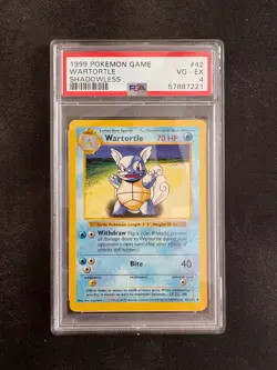1999 POKEMON BASE SET SHADOWLESS #42 WARTORTLE PSA 4 - Image 1