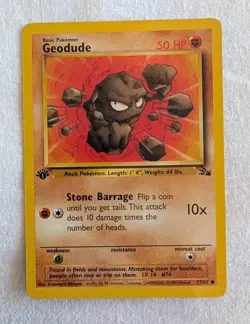 Geodude - 1st Edition - 47/62 - Pokemon - Fossil Set - Near Mint NM - Image 1