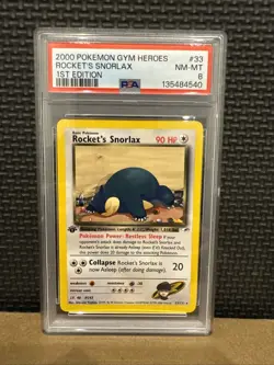 2000 Gym Heroes 1st Edition Rare Rocket’s Snorlax Pokemon PSA 33/132 - Image 1