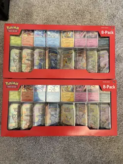 2x Lot Pokemon Prismatic Evolutions Costco 8 Mini-Tin Bundle SEALED 🎅 🎄 - Image 1