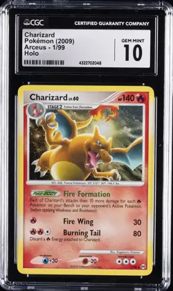 2009 POKEMON ARCEUS HOLO #1/99 CHARIZARD CGC 10 GEM MINT - Image 1