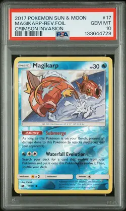 2017 POKEMON SUN & MOON CRIMSON INVASION 17 MAGIKARP-REVERSE FOIL - Image 1