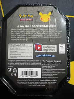 New Pokemon Celebrations Lance's CHARIZARD V 25th Anniversary 6 Booster Pack Tin - Image 3