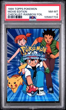 1999 TOPPS POKEMON THE MOVIE EDITION CHECKLIST-RAINBOW FOIL MOVIE EDITION PSA 8 - Image 1