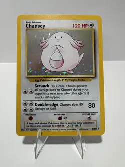 Chansey 3/102 Pokemon Card TCG Base Set Unlimited Holo MP - Image 1