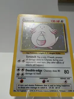 Chansey 3/102 Pokemon Card TCG Base Set Unlimited Holo MP - Image 2