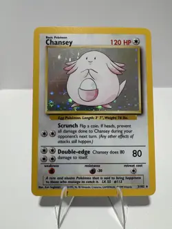 Chansey 3/102 Pokemon Card TCG Base Set Unlimited Holo MP - Image 4