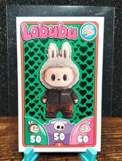 FLASHGONDOR Labubu Trading Card Game #5 Jump For Joy Green Hearts Foil - Image 1