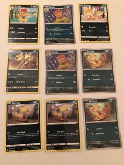 Lot Of 9 Scraggy and Scrafty Pokemon Cards - Image 1