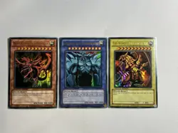Yugioh Egyptian God Card Set Slifer + Obelisk + Ra Limited Ultra Rare YGLD - Image 1