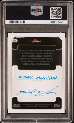 2023 TOPPS FINEST STAR WARS SKETCH CARDS MICHAEL MUNSHAW PSA 8 - Image 2