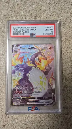PSA 10 Charizard VMAX Shining Fates Full Art SV107/SV122 Pokemon Card FA 2021 - Image 1