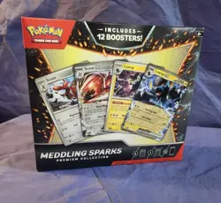 ** 12 PACKS + 4 FOIL CARDS** Pokemon Meddling Sparks Premium Collection SEALED - Image 1