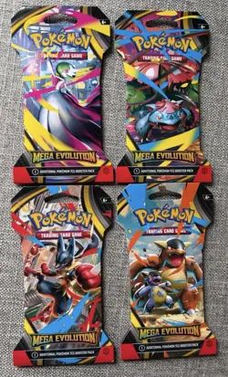 4x Pokemon TCG Mega Evolution Base Set Sleeved Packs BRAND NEW Art Set In hand - Image 1