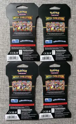 4x Pokemon TCG Mega Evolution Base Set Sleeved Packs BRAND NEW Art Set In hand - Image 2