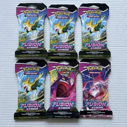 Pokemon TCG: Sword and Shield Fusion Strike x6 Sleeved Booster Pack Sealed - Image 1
