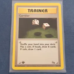 Pokemon Gambler 60/62 1st Edition Fossil Regular Moderate Played *FREE SHIPPING* - Image 1