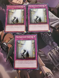 Yugioh - The Sanctified Darklord FLOD-EN075 NM Unlimited/1st ed Rare x3 - Image 1
