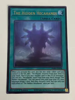 Yugioh The Hidden Hecahands - 1st Edition Ultra Rare NM - Free Holo - Image 1