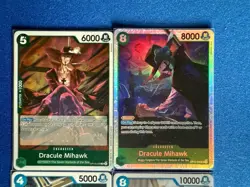 Dracule Mihawk One Piece TCG 4-card lot OP12 Super Rare+OP10 Rare+more - PWE - Image 3