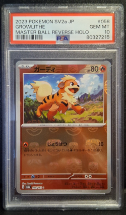 PSA 10 Growlithe 058/165 Master Ball Reverse Holo SV2a Pokemon Card 151 Japanese - Image 1