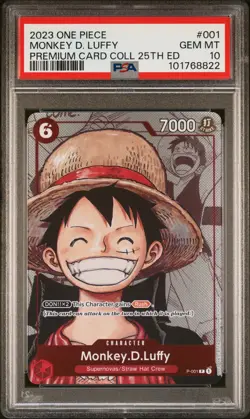 2023 ONE PIECE PREMIUM CARD COLLECTION 25TH EDITION #001 MONKEY D. LUFFY PSA 10 - Image 1