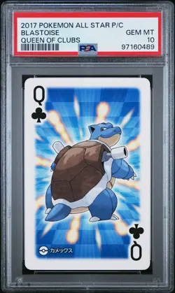 2017 POKEMON AS PLAYING CARDS QUEEN OF CLUBS BLASTOISE PSA 10 - Image 1