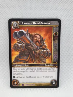 2006 Dwarven Hand Cannon Azeroth World of Warcraft TCG Epic Rare Weapon Gun Card - Image 1