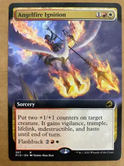 MTG 1x EXTENDED ART Angelfire Ignition 367 Innistrad: Midnight Hunt Magic x1 NM - Image 1