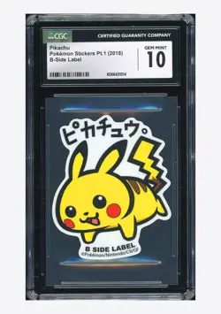 Pokemon CGC 10 GEM MINT Pikachu B-Side Label 2018 Stickers Pt.1 Japanese - Image 1