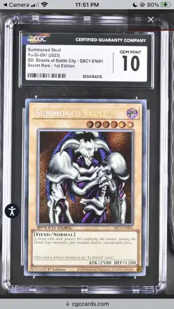 2023 Yugioh Speed Duel SBC1 Summoned Skull CGC 10 - Image 1