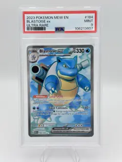 Pokemon TCG Blastoise EX Holo Ultra Rare Card Scarlet VIOLET-151, 184/165, PSA 9 - Image 2