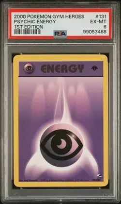 TCG 2000 Pokemon GYM HEROES Game 1ST Edition Card PSYCHIC ENERGY # 131 PSA 6 - Image 1