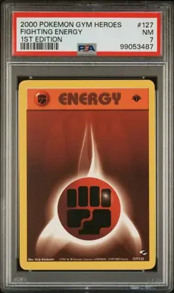 TCG 2000 Pokemon GYM HEROES Game 1ST Edition Card FIGHTING ENERGY # 127 PSA 7 - Image 1
