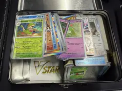 Pokemon Card Bulk Lot in Metal Tin - Random Cards w/ Some Holos Shown. 3lbs - Image 3