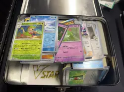 Pokemon Card Bulk Lot in Metal Tin - Random Cards w/ Some Holos Shown. 3lbs - Image 4